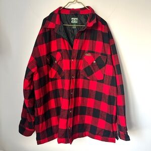 Vintage Gander Mountain Men’s 3XL Red Black Plaid Lined Flannel Jacket Outdoor